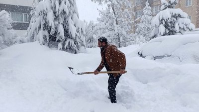 Bitlis'te tek katlı evler ve araçlar kara gömüldü