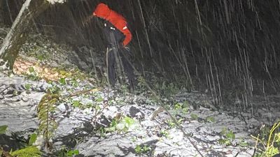 Sakarya'da uçuruma düşen otomobilde sıkışan sürücü halatla kurtarıldı