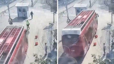 CHP'nin şoförünün polisin üzerine otobüs sürdüğü anlar
