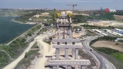 Kanal İstanbul'un ilk köprüsünün ayakları 100 metreyi aştı