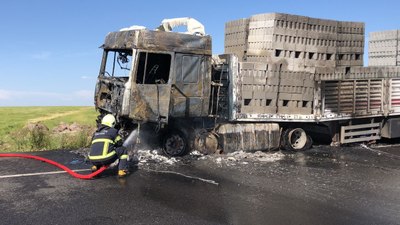 Diyarbakır'da seyir halindeki tuğla yüklü kamyon alev topuna döndü