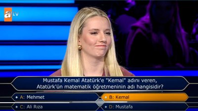Kim Milyoner Olmak İster'de Atatürk'e öğretmeninin verdiği ismi bilemedi