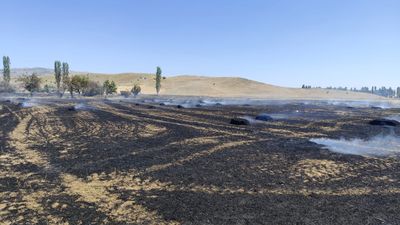 Çorum'da çıkan yangında saman balyaları küle döndü