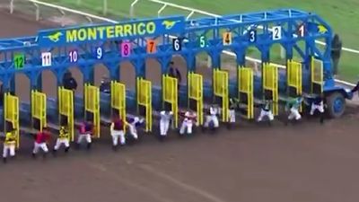 Peru'da atlar değil jokeyler koştu