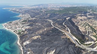 Çanakkale'de yangından sonra oluşan acı tablo havadan görüntülendi