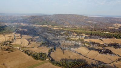 Çanakkale'deki yangın sonrası oluşan hasar havadan görüntülendi