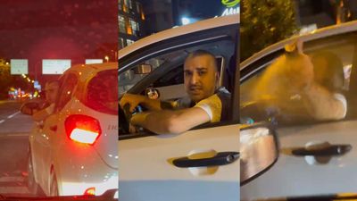 İstanbul'da sürücünün trafikte yol verme kavgasında biber gazı sıktığı anlar kamerada