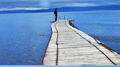 Van Gölü'ndeki çekilme fotoğraflarda