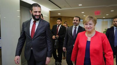 Suriye Cumhurbaşkanı Şara, Washington’da IMF Başkanı ile bir araya geldi