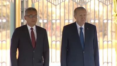 Cumhurbaşkanı Erdoğan, KKTC Cumhurbaşkanı Tufan Erhürman'ı resmi törenle karşıladı