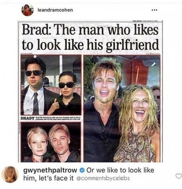 Oyuncu Gwyneth Paltrow eski sevgilisi Brad Pitt'i savundu 