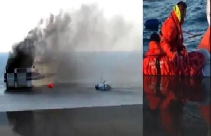Seyir halindeki 478 yolculu İtalyan feribotu yanıyor