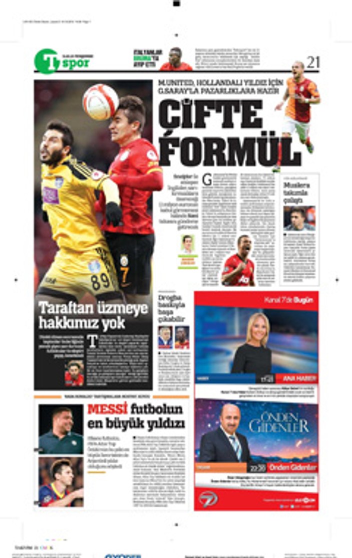 Spor gazetelerinde günün manşetleri (05-12-2013)
