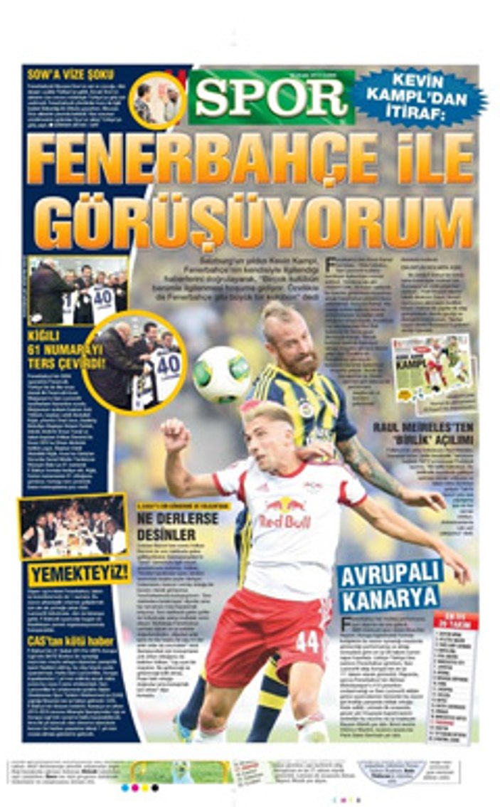 Spor gazetelerinin manşetleri (20-12-2013)