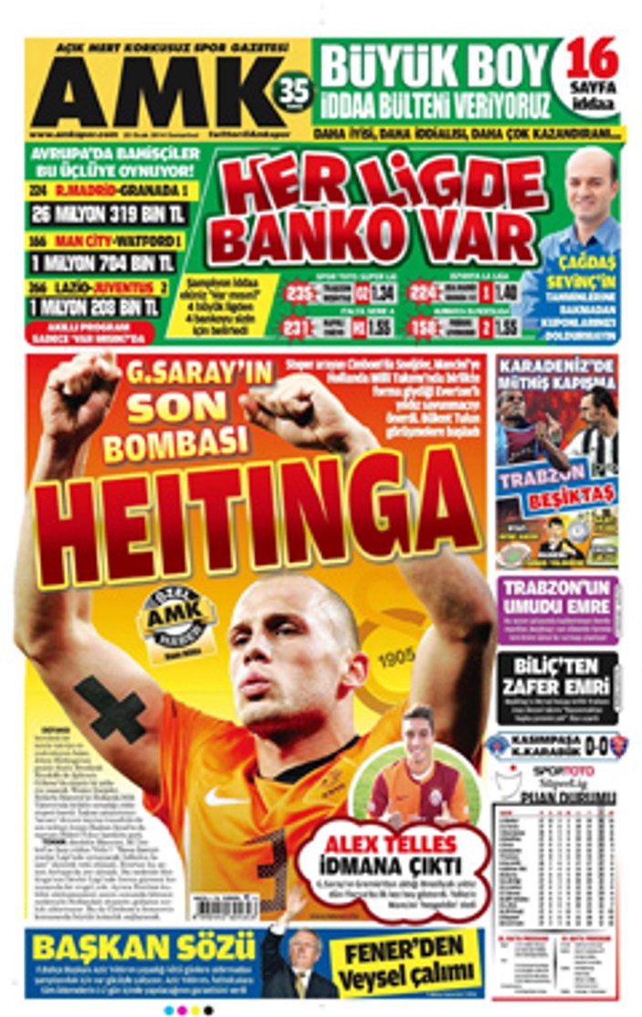Spor gazetelerinin manşetleri (25-01-2014)