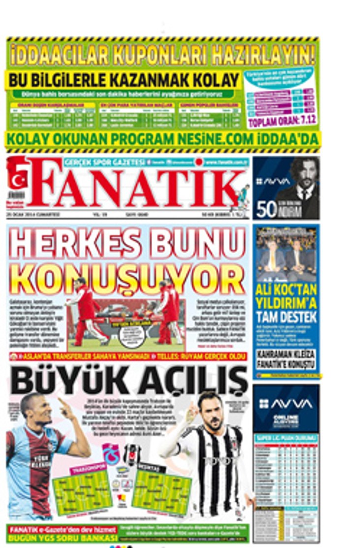Spor gazetelerinin manşetleri (25-01-2014)