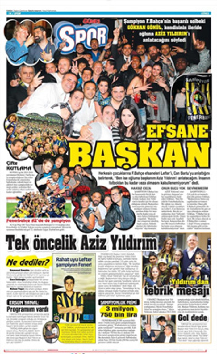 Spor gazetelerinin manşetleri 29-04-2014