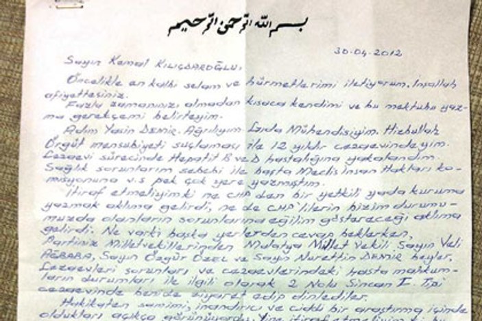 Hizbullahçı'dan Kılıçdaroğlu'na özel mektup