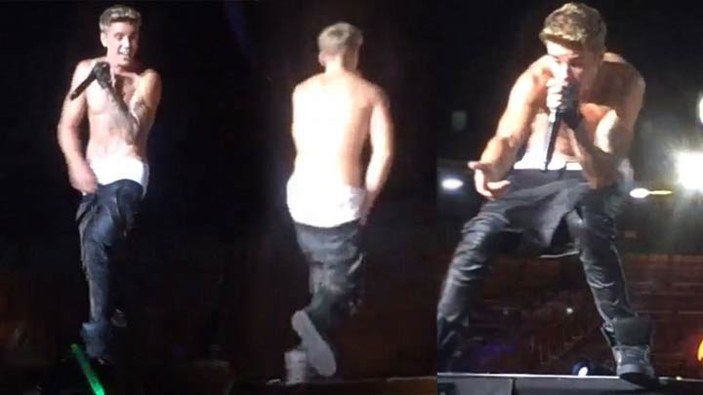Justin Bieber'ın sahnede pantolonu düştü