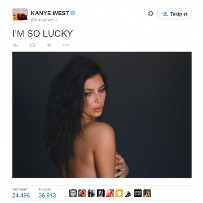 Eşi Kim Kardashian'ın çıplak fotoğraflarını paylaştı