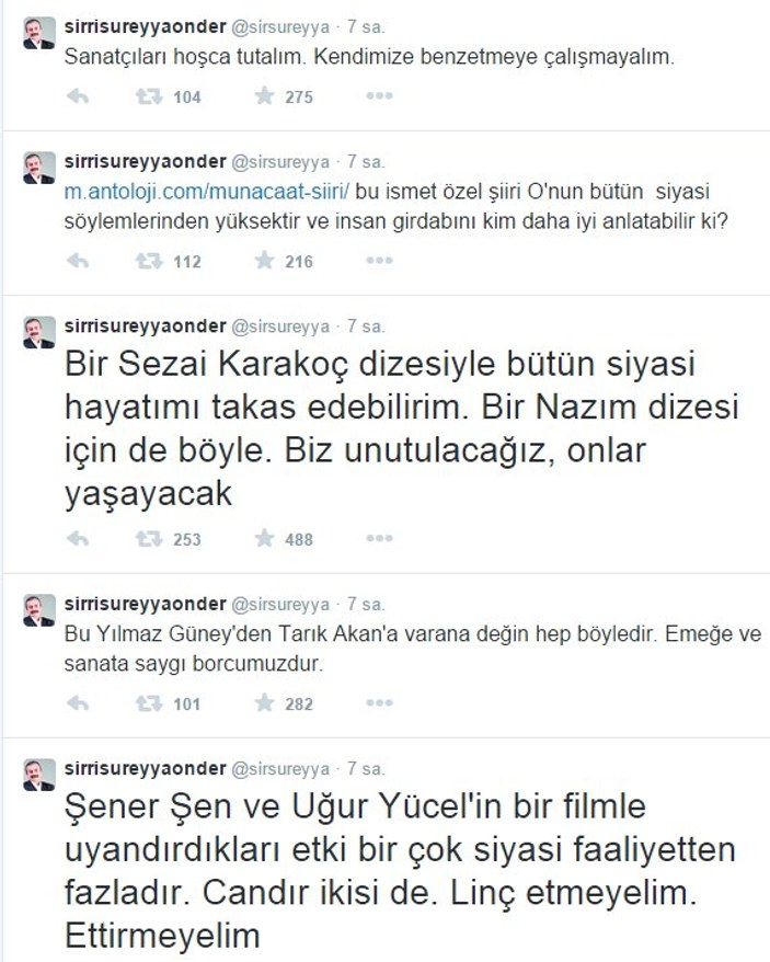 Sırrı Süreyya Önder, Şener Şen'e destek verdi