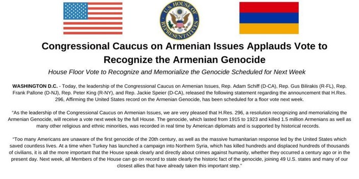 Ermeni soykırımı tasarısı ABD Temsilciler Meclisi'nde