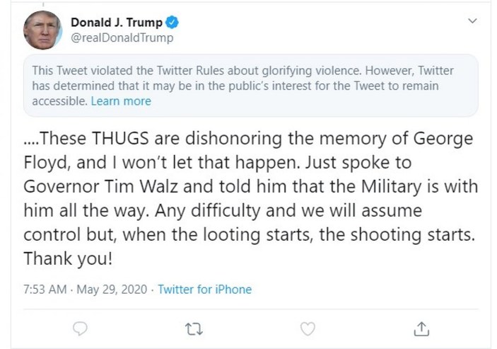 Twitter, Trump’ın mesajını güvenlik endişesiyle kısıtladı