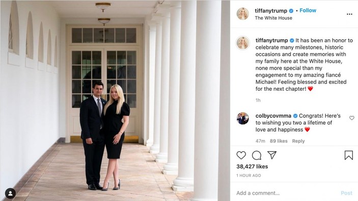 Donald Trump’ın kızı Beyaz Saray’dan ayrılmadan nişan yaptı