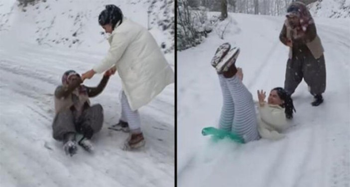 Hanife Gürdal'ın kar eğlencesi hastanede bitti
