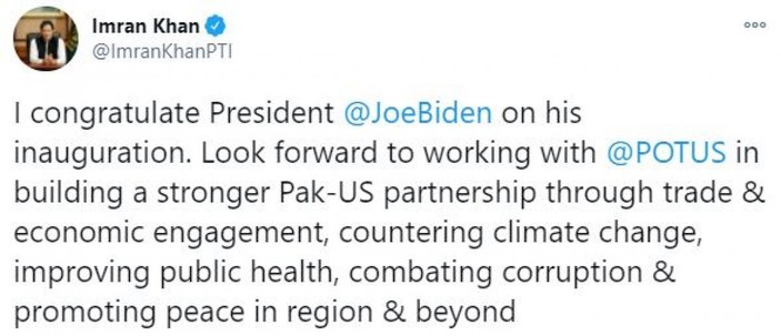 İmran Han, Joe Biden'ı tebrik etti