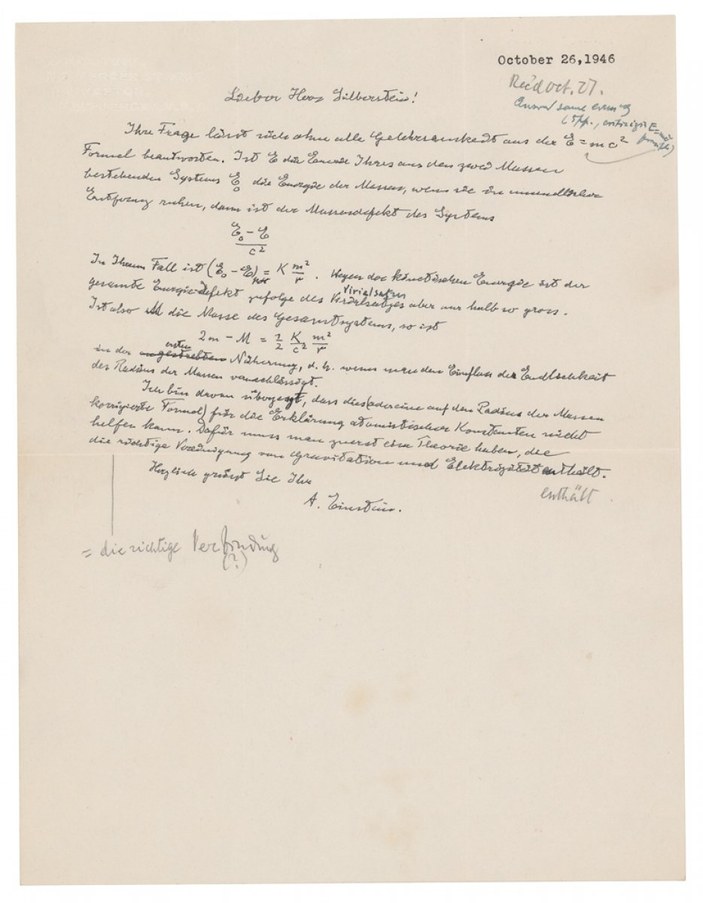 Einstein’ın mektubu, 1.2 milyon dolara alıcı buldu