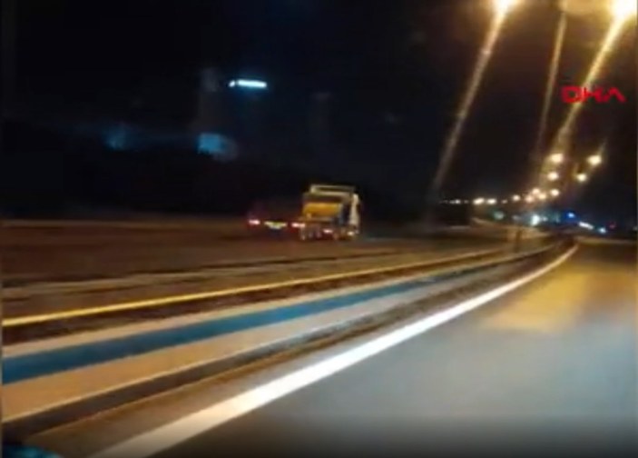Hadımköy’de hafriyat kamyonu, ters yönde hızla ilerledi