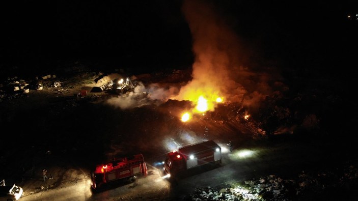Karabük Belediyesinin çöplüğünde yangın çıktı