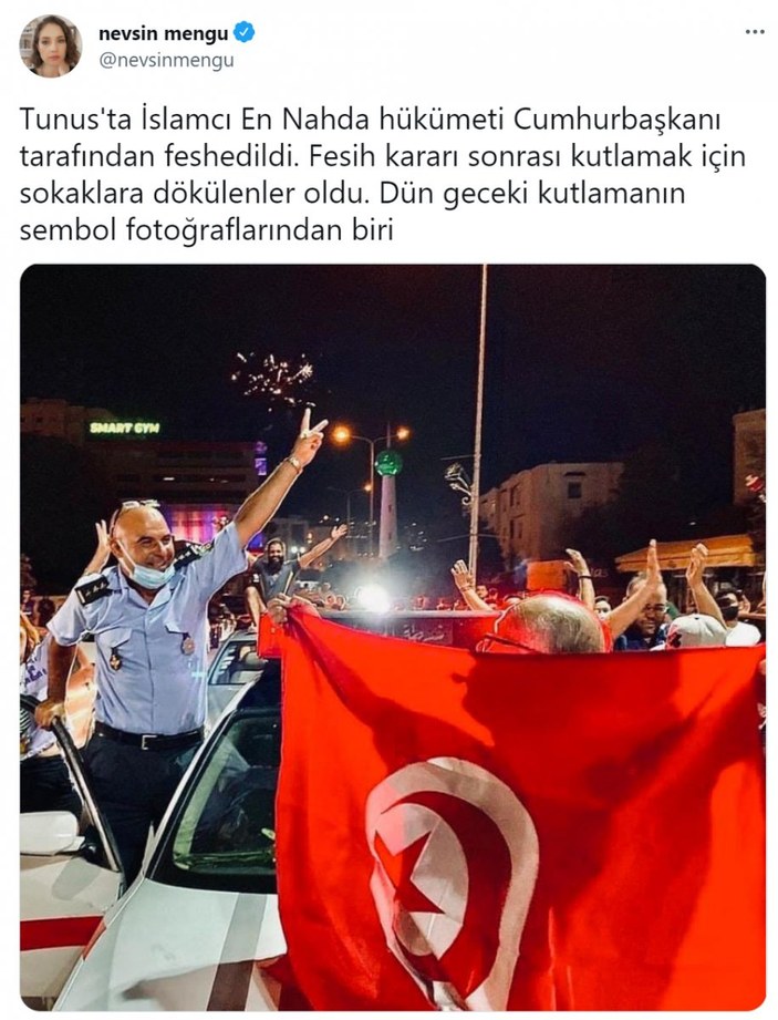 Nevşin Mengü'den Tunus'taki darbeyle ilgili tartışılan tweet