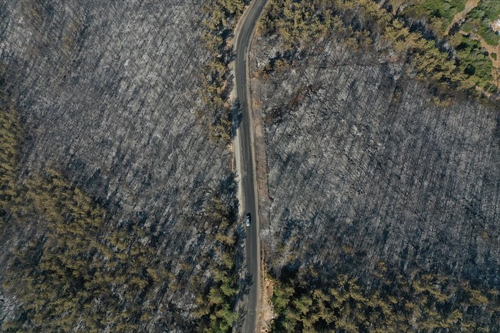 Bodrum'daki yangının boyutu havadan görüntülendi