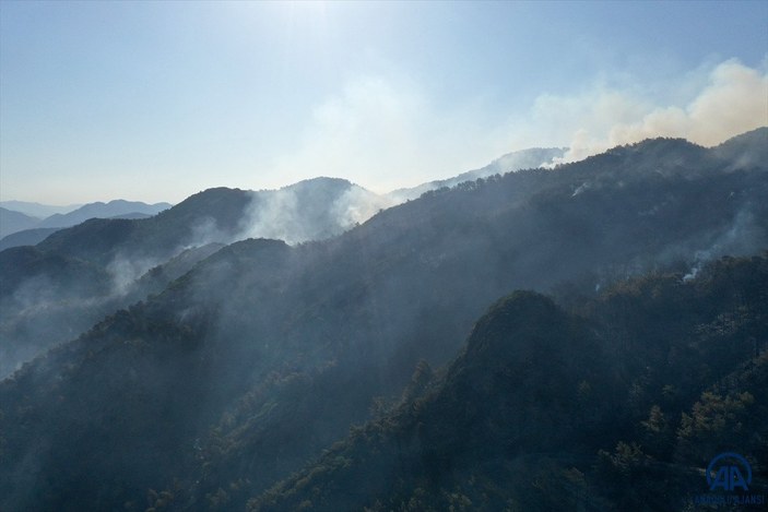 Marmaris'teki yangın havadan görüntülendi