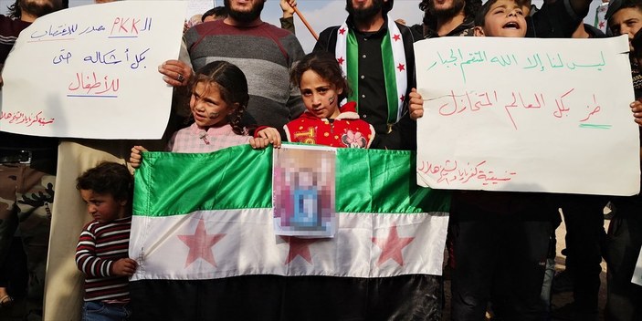 Suriye’de, 4 yaşındaki çocuğa tecavüzden sorumlu YPG/PKK protesto edildi