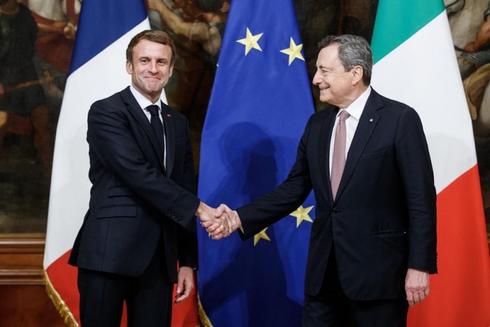 Emmanuel Macron,  İtalya Başbakanı Draghi ile görüştü