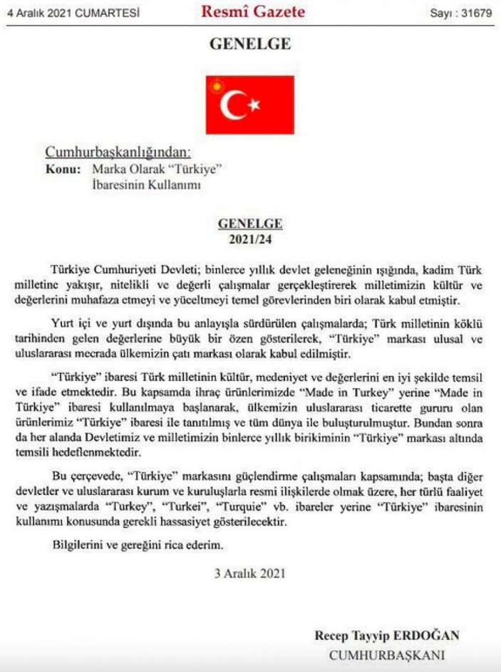 Made in Turkey ibaresi kaldırıldı