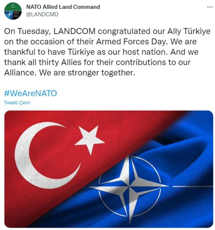 NATO'dan sildiği 30 Ağustos mesajının ardından yeni paylaşım