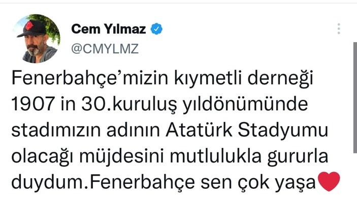 Cem Yılmaz: Atatürk Stadyumu adıyla gurur duydum