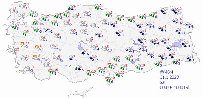 Yurt genelinde sıcaklık düşüyor, kuvvetli yağış ve kar geliyor