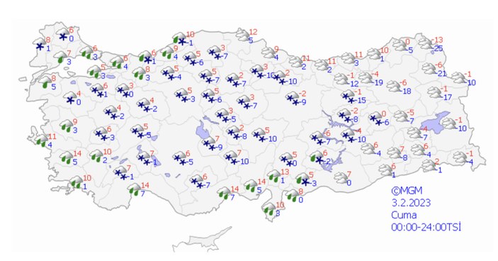 Türkiye'nin 61 ilinde kar beklentisi