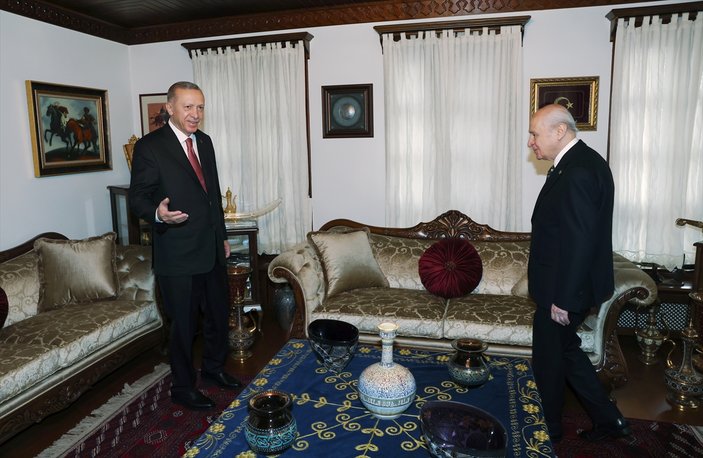 Devlet Bahçeli, Cumhurbaşkanı Erdoğan'ı konutunda ağırladı