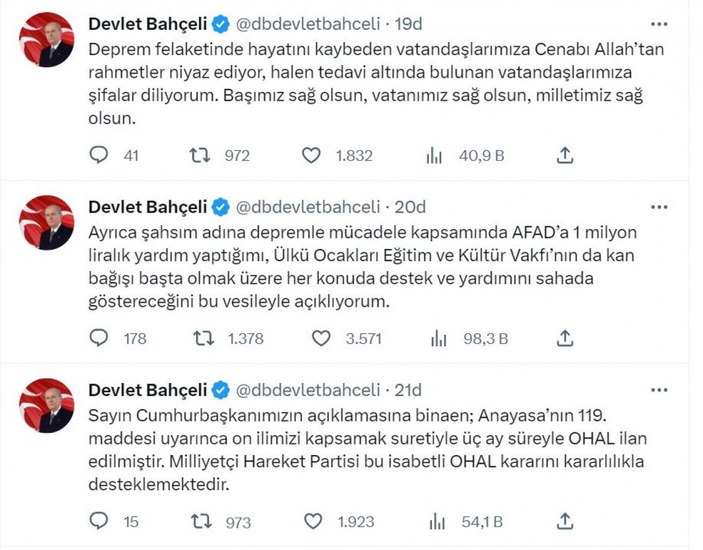 Bahçeli'den AFAD'a 1 milyon TL bağış #1