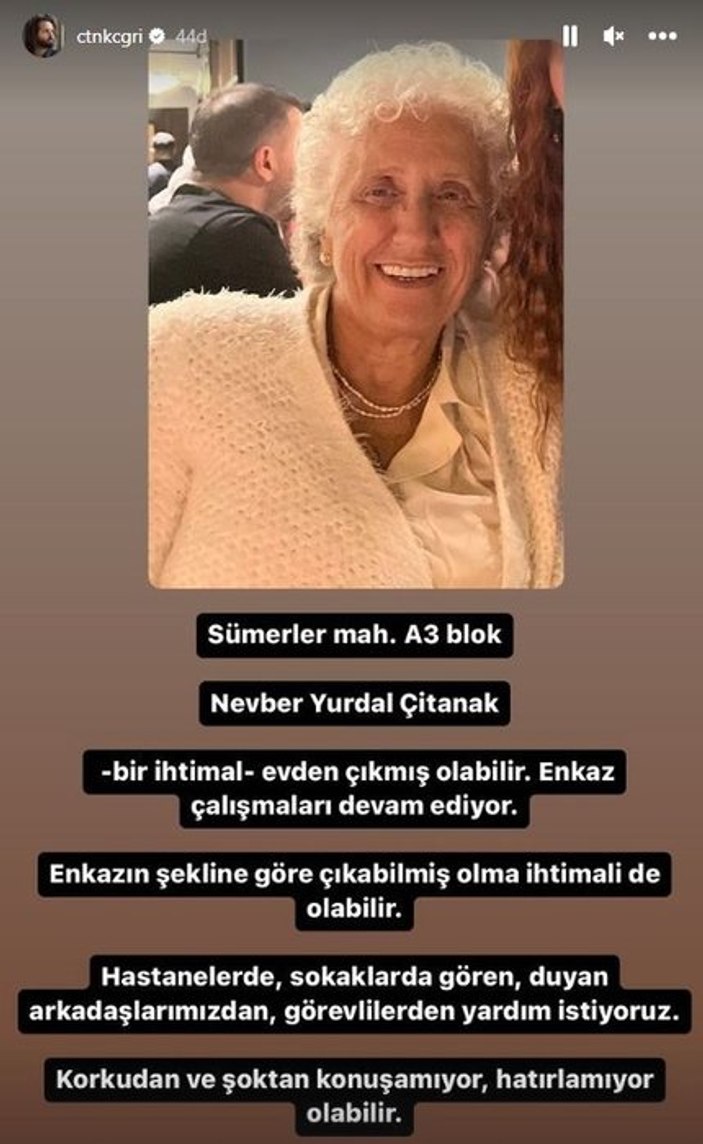 Çağrı Çıtanak'ın annesini depremde kaybetti