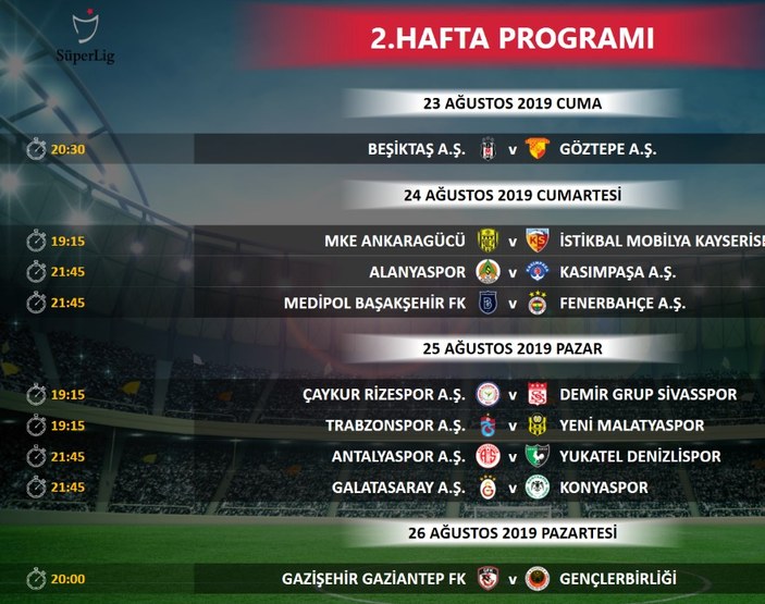 Süper Lig'de ilk 3 haftanın programı