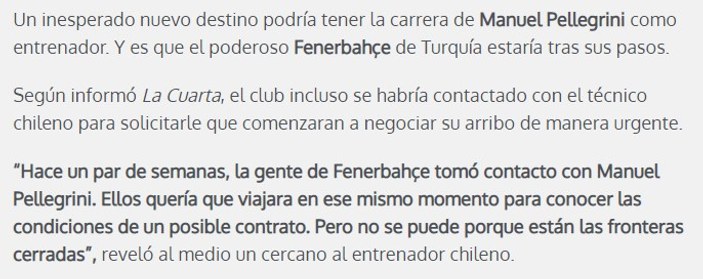 Şili basını: Fenerbahçe, Pellegrini'ye teklif yaptı