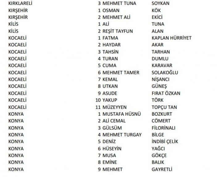 CHP'nin 1 Kasım aday listesi