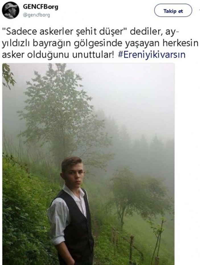 Trabzon şehidi genç Eren'in paylaşımı ilham oldu